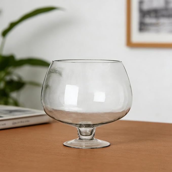 Transparent Glass Fish Bowl Vase, Multi-Function Betta Tank, Desktop Goldfish Aquarium, Hydroponic Plant Pot, Wine Glass Shape, Home Office Decor