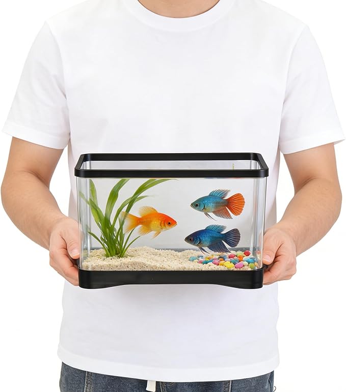 2 Gallon Plastic Rectangular Fish Tank, Large Clear Shatterproof Aquarium for Betta Fish Reptiles Succulents Flower Centerpiece, Fish Terrarium for Centerpiece Home Office Desktop Decors Gift