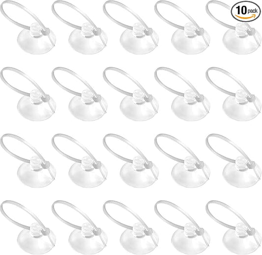 FEBSNOW Aquarium Suction Cups, Fish Tank Suction Cups Aquarium Suction Cup Clip Suction Hooks with 30 PCS Adjustable Cable Ties for Plants, Planter, Binding Moss Shrimp Nest (10)