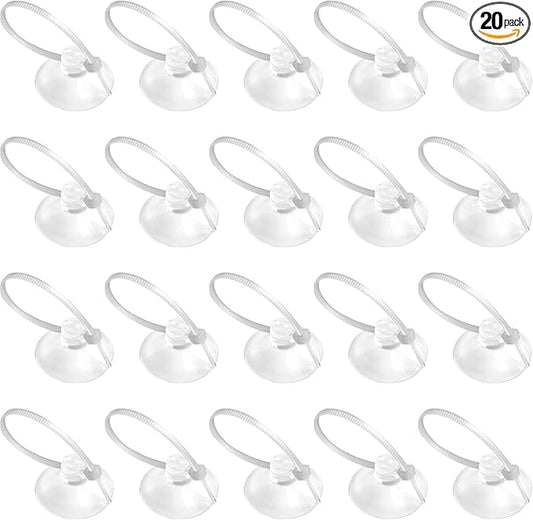 FEBSNOW Aquarium Suction Cups, Fish Tank Suction Cups Aquarium Suction Cup Clip Suction Hooks with 30 PCS Adjustable Cable Ties for Plants, Planter, Binding Moss Shrimp Nest (20)