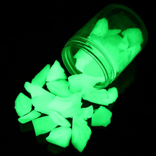 Shiny Stone Glow in The Dark Aquarium Neon Gravel Sand, Decorative Rocks for Fish Tank and Fairy Garden, Home Dec,305g/0.67lbs (15-22mm, Yellow Green)