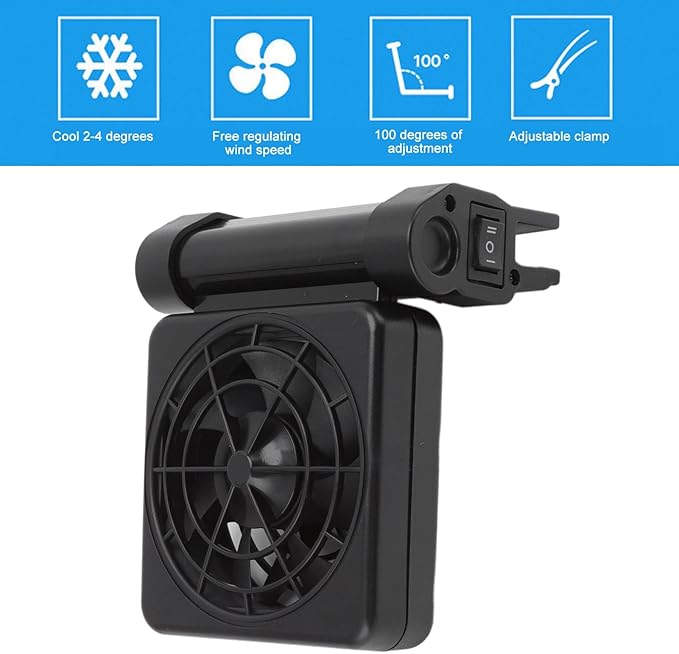 Zerodis Aquarium Cooling Fan, Adjustable Wind Speed Mini Fish Cooling Fan US Plug 100‑240V, Power Saving Mute Cooling Fan Small Crab Shape Fan Aquarium Chiller Fan(1 Fan)