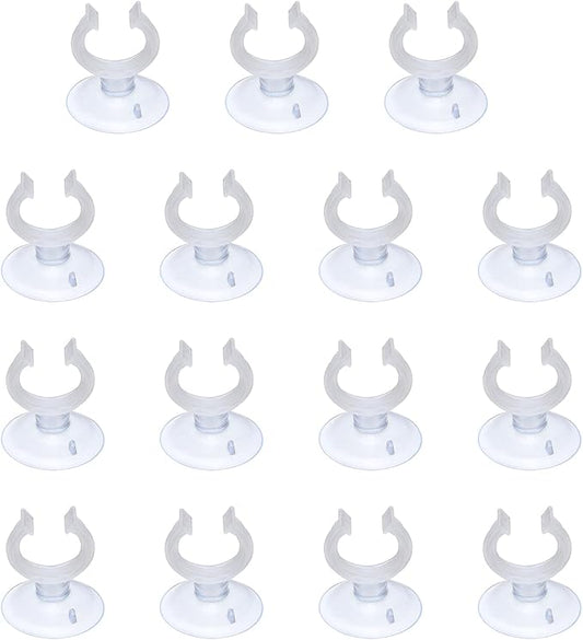 Aquarium Suction Cups, Fish Tank Suction Cups Clips Airline Tube Holders Clamps (Plastic, 15Pcs, Clear) for 0.8" Fish Tank Airline Tubing Binding Moss Shrimp Nest, 20x30MM
