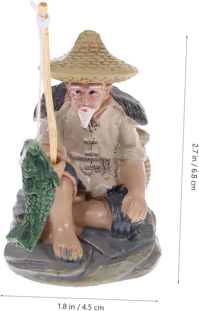 2pcs Fisherman Figurine Sand Table Adornments for Aquarium and Garden Decor Realistic Craftsmanship for Flower Pot Landscaping