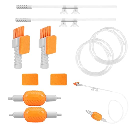 2 Pcs Aquarium Vacuum Gravel Cleaner, Siphon Fish Tank Cleaner Siphon Pump Water Change Fish Tank Accessories Hand with Long Hose and Cleaning Brush Pad, for Small Fish Tanks Aquarium Water Changing