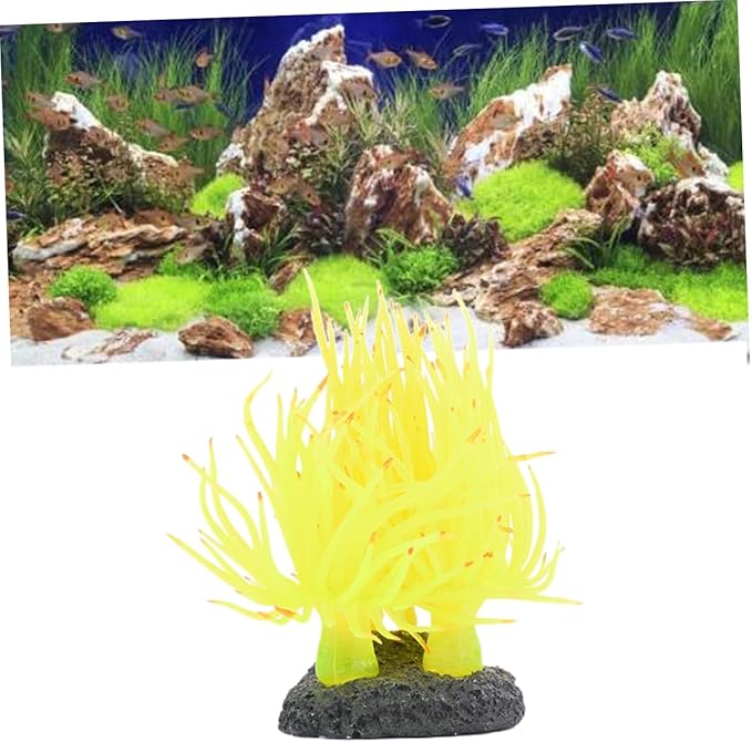Ipetboom 2pcs Fish Tank Decoration Artificial Plants Anemone Decoration Decorate Blue Decor Artificiales para Plants for Fish Tank Rubber Fish Plants Decor Aquarium Coral