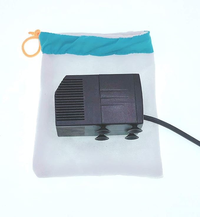 HORTIPOTS Pump Barrier Bag Small Filter Protector, Trapezoid-Shaped Fine Mesh with Inner Filter 9 x 7 inch for Indoor Aquariums, Aquaponic, and Hydroponic Systems