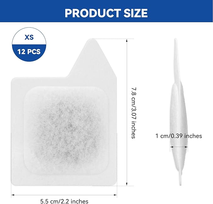 12 Pack Replacement Filter Cartridges - XS Replacement for Koller Products Extra Small Fish Tanks Filter, Refilled Filter Cartridges (XS) Size for Aquarium Kits Less 3 Gallons Aquarium Accessories