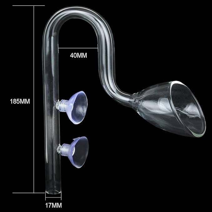 Lily Pipe Glass Outflow Set Aquatic Inflow Pipe Set for Aquarium Planted Tank Filter 17mm for 16/22mm(5/8" ID) Tubing