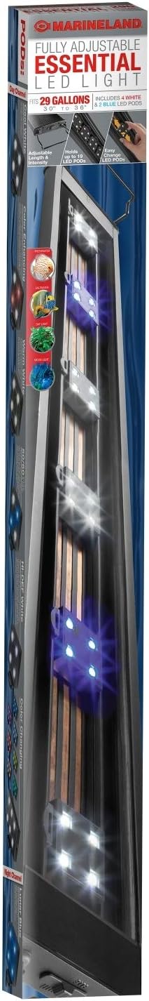 Marineland Fully Adjustable Essential LED Light for 29 Gallon Aquariums, Customizable Lighting