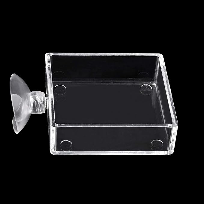 Shrimp Feeding Dish Square Fish Tank Feeding Bowl Clear Acrylic Aquarium Feeder Bowl with Suction Cup