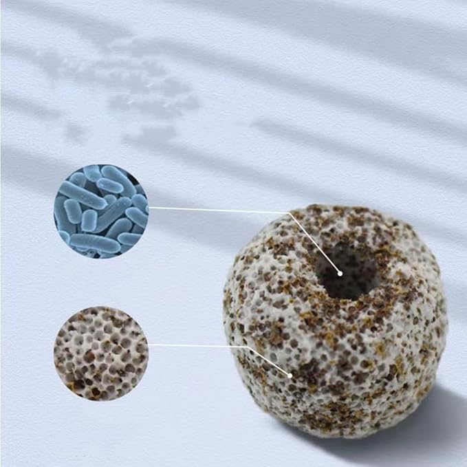 CIELONI(2500g 5.5lb Filter Media,Bio Media for Aquarium Sump Filter Ceramic Rings Activated Carbon Bio Balls Freshwater Marine Biological Filter Media Bio Balls Ceramic Rings Set，with mesh Bag
