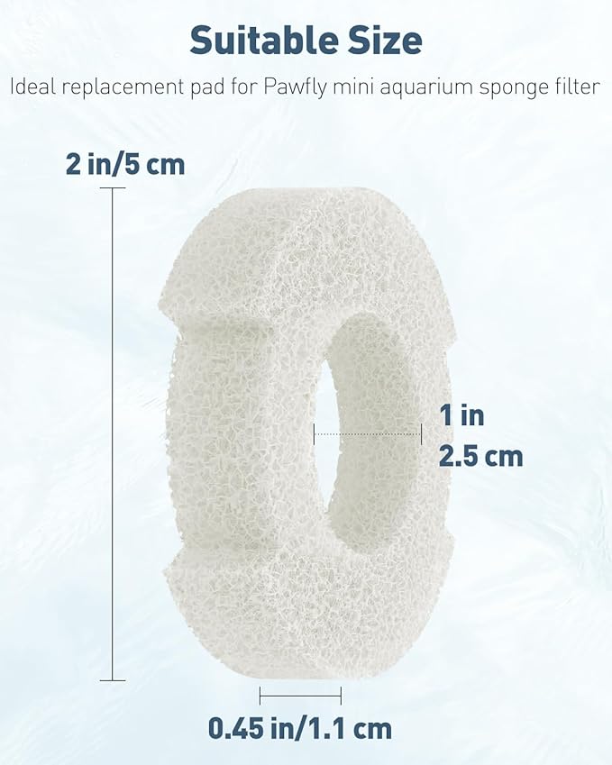Pawfly 4 Pack Aquarium Bio-Sponge Filter Replacement Sponges White Foam for This Small 5 Gallon Sponge Filter