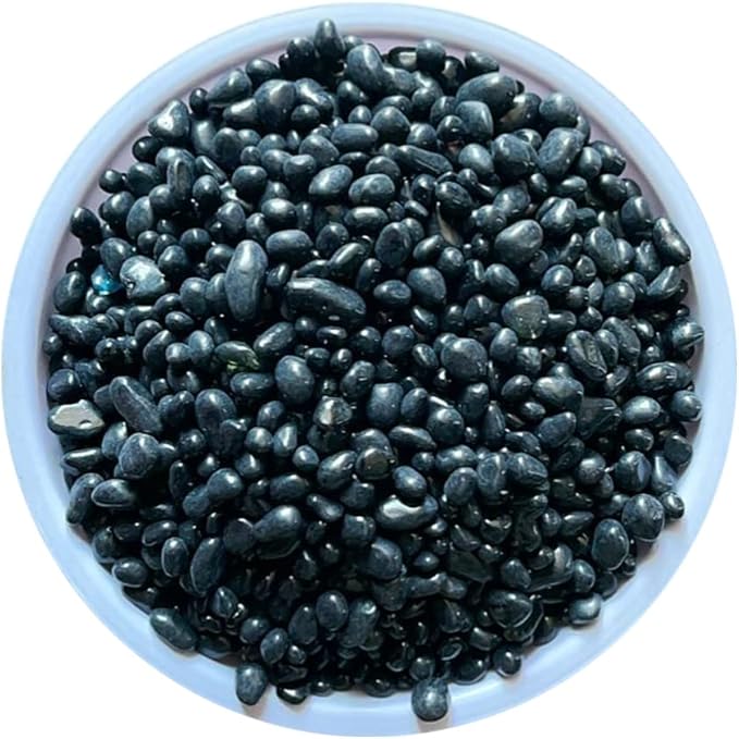 KISEER Clear Glass Stone Bulk 1 LB Glass Beads Gems Marbles Pebbles Gravel Rock for Aquarium, Fish Tank, Garden, Vase Fillers, Succulent Plants Decor (Black)
