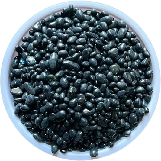 KISEER Clear Glass Stone Bulk 1 LB Glass Beads Gems Marbles Pebbles Gravel Rock for Aquarium, Fish Tank, Garden, Vase Fillers, Succulent Plants Decor (Black)