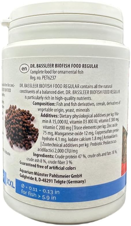 Bassleer Regular BioFish Food - Formulated for Optimal Fish Health (XX-Lrg, 170g)