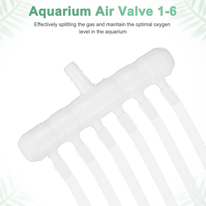 M METERXITY 5-Pack Aquarium Air Valve 8mm to 4mm 6-Ways, Plastic Air Line Tubing Splitter Connector Flow Control Pump Accessories for Aquarium/Fish Tank/Garden/Agricultural/Irrigation [White]