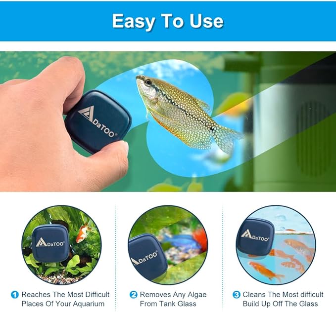 DaToo Aquarium Mini Magnetic Scrubber Scraper Small Fish Tank Cleaner Nano Glass Aquarium Cleaning Tools with Super Strong Magnet