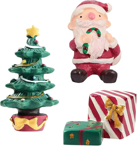 3 Pcs Christmas Aquarium Decoration - Cute Resin Ornament Fish Tank Decoration, Santa Christmas Tree Statue Supplies for Reptile House Cave Aquarium Xmas Decor