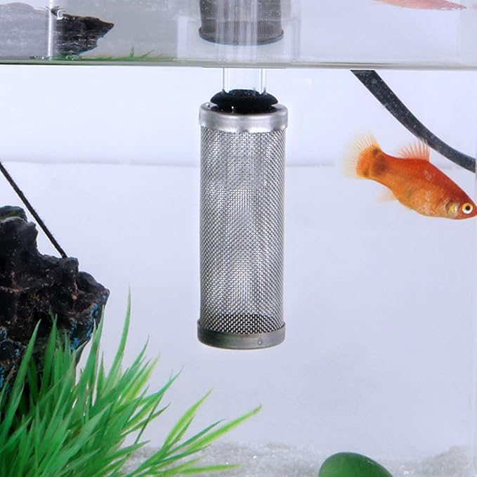 NACX 2Pcs Aquarium Fish/Shrimp Mesh Net Filter Guard，Fish Tank Intake Strainer Pre-Filter Cover Stainless Steel (11mm ID)