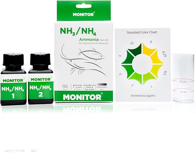 Monitor Ammonia Test KIT (150 Tests) - Monitor Aquarium and aquaculture Water Quality