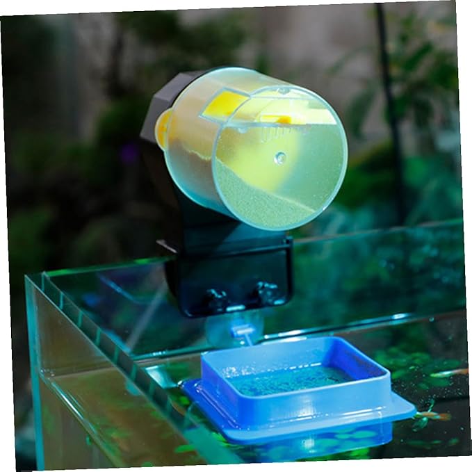jojofuny Automatic Fish Feeder for Aquarium and Pond Adjustable Timer Fish Food Vacation Feeder Yellow Non-Battery Operated Mechanical Dispenser for Goldfish and Turtle Tanks