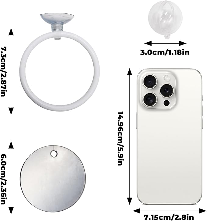 Beta Fish Aquariums Accessories, 1 Fish Mirror with Floating Ball & 2 Exercise Training Ring Toys, Fish Feeding Ring, Betta Fish Toys Set for Tank, Enrichment Toys for Fish