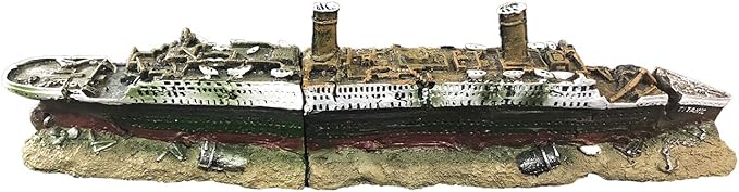 SLOCME Aquarium Titanic Shipwreck Decorations - Resin Material Ship Decorations，Fish Tank Sunken Ship Ornament Aquarium Environment Friendly Decorations