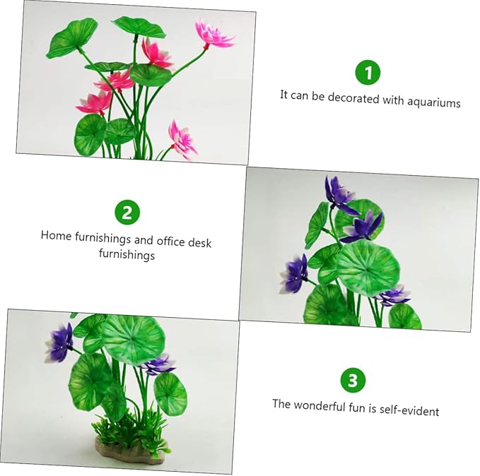 Elegant 4 Piece Resin Lotus Fish Tank Decor Safe for Salt Fresh Water Aquariums
