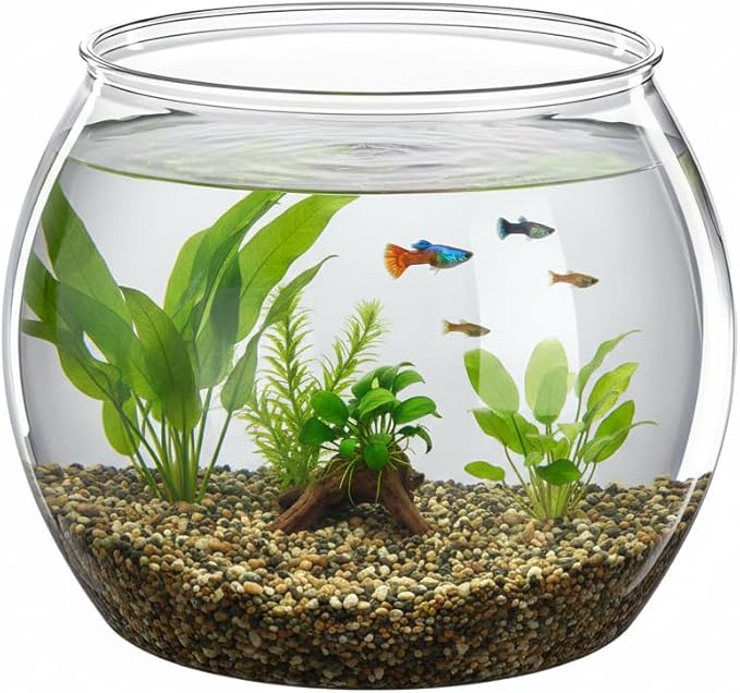 5 Gallon Crystal Clear Shatterproof Plastic Round Fish Tank, Multi-Use Large Bowl for Terrarium, Flower Vase & Home Centerpiece, Decorative Gift for Fish Enthusiasts