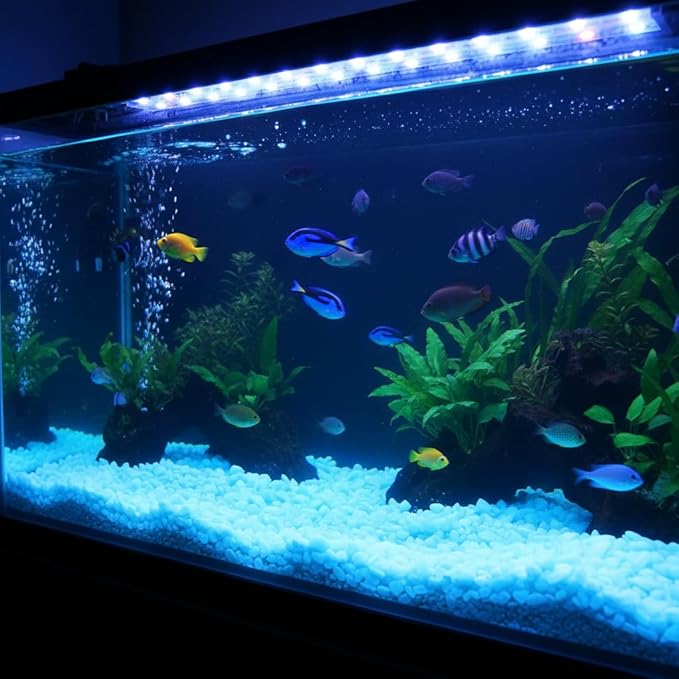 Shiny Stone Glow in The Dark Aquarium Neon Gravel Sand, Decorative Rocks for Fish Tank and Fairy Garden, Home Dec,305g/0.67lbs (8-15mm, Sky Blue)