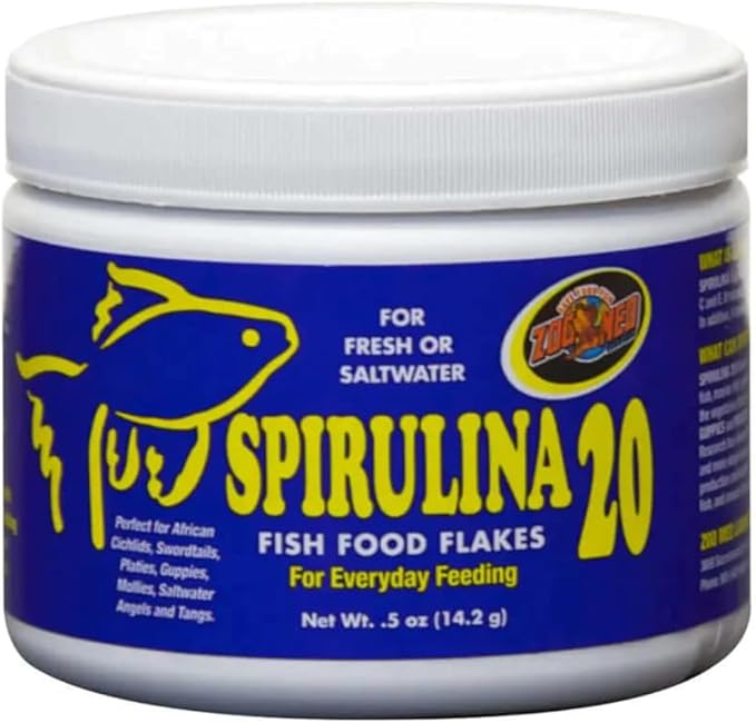 Zoo Med Spirulina 20 Flake Fish Food, 2-Ounce