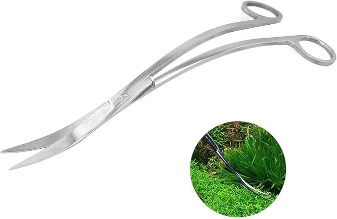 RLECS Aquarium Stainless Steel Water Grass Scissors 9.8" Sand Leveler Aquatic Plant Tongs Scissors Fish Tank Landscaping Tools