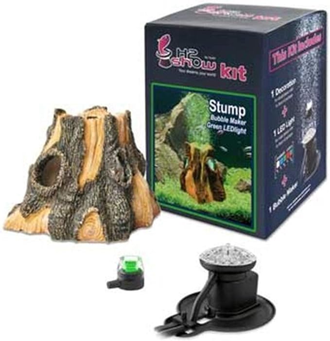 Hydor H2Show Green Stump/Log Kit - Green LED with Bubbles