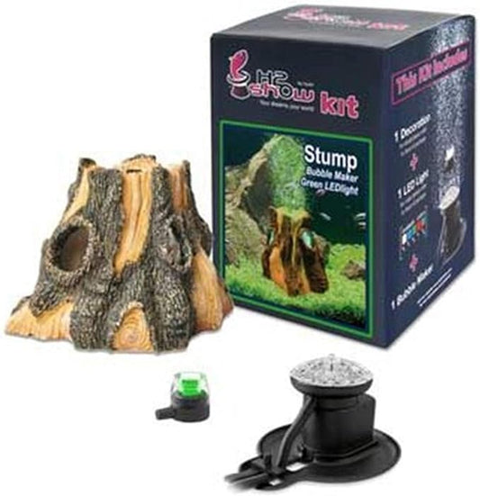 Hydor H2Show Green Stump/Log Kit - Green LED with Bubbles