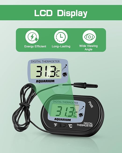Zacro 2 Pack Digital Aquarium Thermometer, Fish Tank Thermometer, Water Thermometer with Large LCD Display,Reptile Thermometer for Fish Tank Water Terrarium