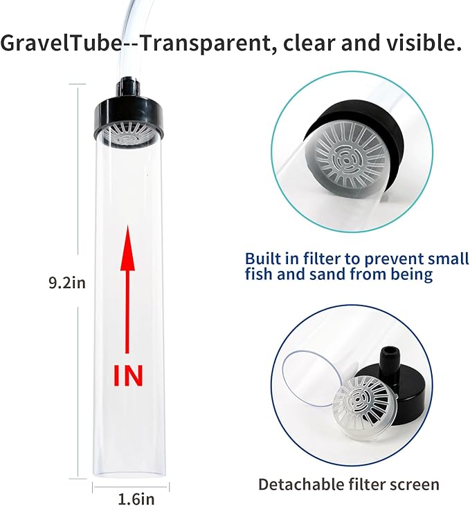 7ft Aquarium Gravel Vacuum Cleaner, Fish Tank Water Changer, Hand Pump Siphon