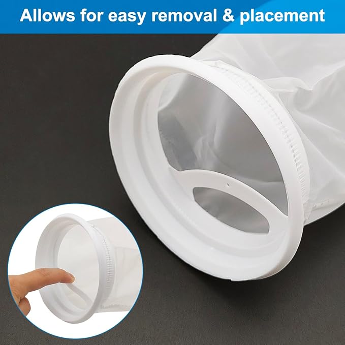 4 Pack 4 Inch Aquarium Filter Bags, Nylon Mesh Filter Socks, 200 Micron Felt Filtration, 4 Inch Ring by 10 Inch Long