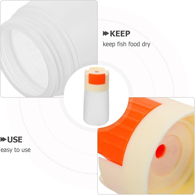 Fish Feeder Bottle for Small Aquarium, Non-Automatic Metering Feeding Container, Beige Moisture-Proof Fish Food Dispenser for Goldfish and Turtle Tanks