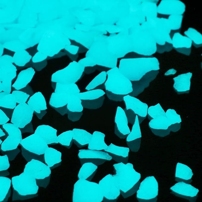 Shiny Stone Glow in The Dark Aquarium Neon Gravel Sand, Decorative Rocks for Fish Tank and Fairy Garden, Home Dec,305g/0.67lbs (5-8mm, Blue)