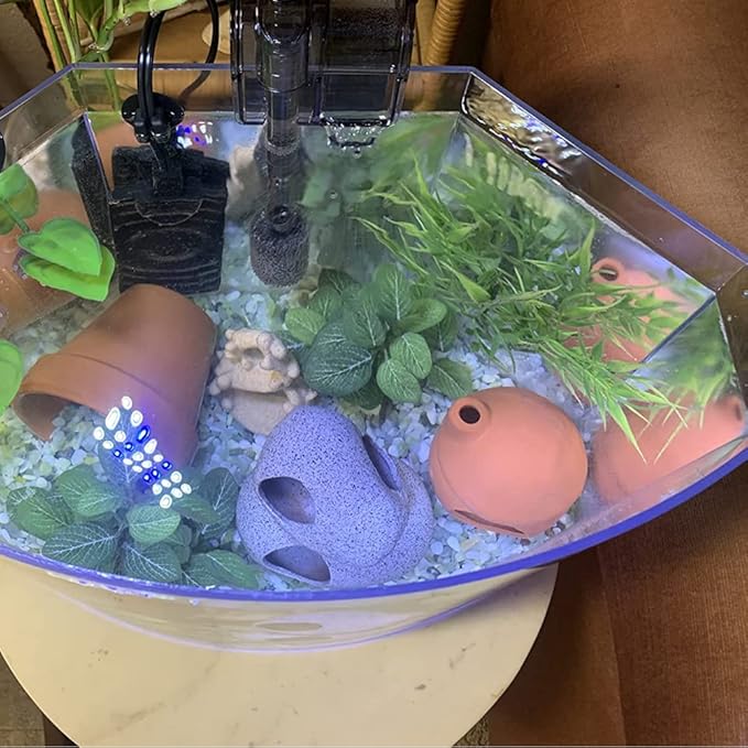 Aquarium Decor Ceramic Mushroom House Ornament Fish Tank Landscape Decoration Pottery Hide Cave Habitat Hut Small Shrimp for Goldfishes to Rest Breed Hiding (Grey)