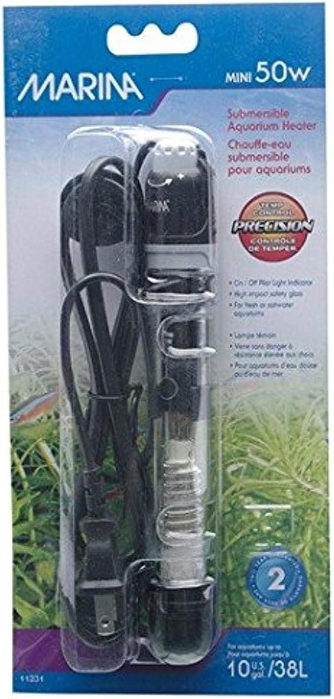 Marina Submersible Heater for Aquarium, Mini, 50-watt