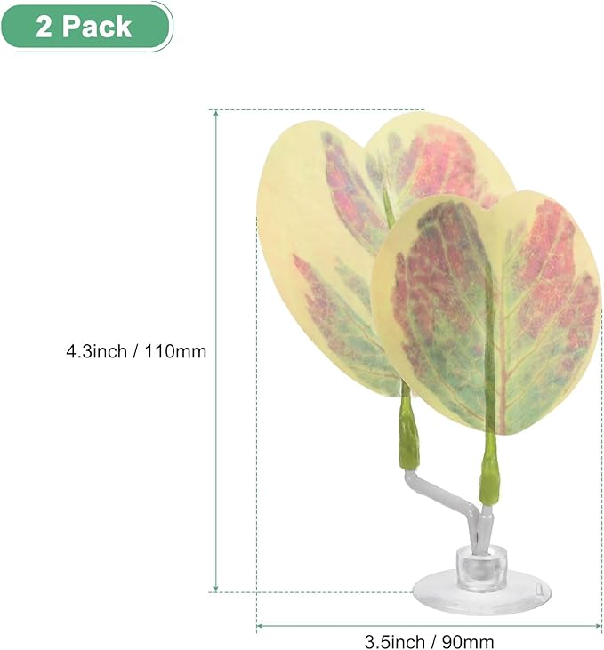 M METERXITY 2-Pack Betta Fish Leaf Pad, Hammock Plant Leaf Pad, Realistic Resting Fish Rest Bed for Fish Tank Decorations/Aquarium Accessories/Breeding [Pink Gradient, Heart-Shaped]