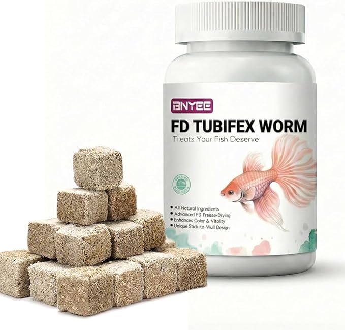 Tubifex Worm All Natural Tropical Fish Food for Small to Medium Sized Saltwater & Freshwater Fish - Betta Guppy Discus Cichlids Discus Goldfish Angel Fish