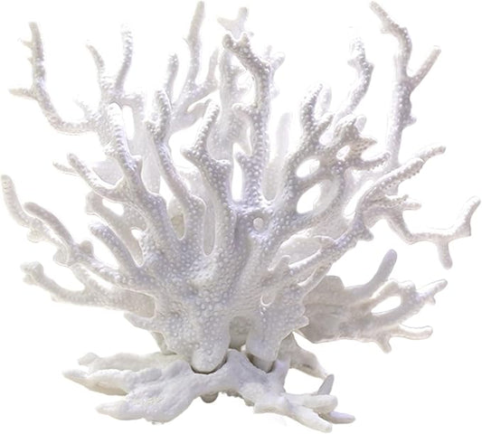 Coral Decor, Coral Reef Decor, 6.3x2.4x5.3 Inch Resin Fake, White Aquarium Decorations for Fish Tank Landscape