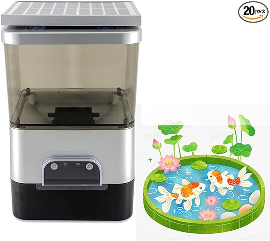 Automatic Fish Feeder - 10 L Large Capacity Vacation Timer, Moisture-Proof Outdoor Koi Fish Feeder, Support WiFi and Solar Panel Charging, for Fish Pond for Fish Tank