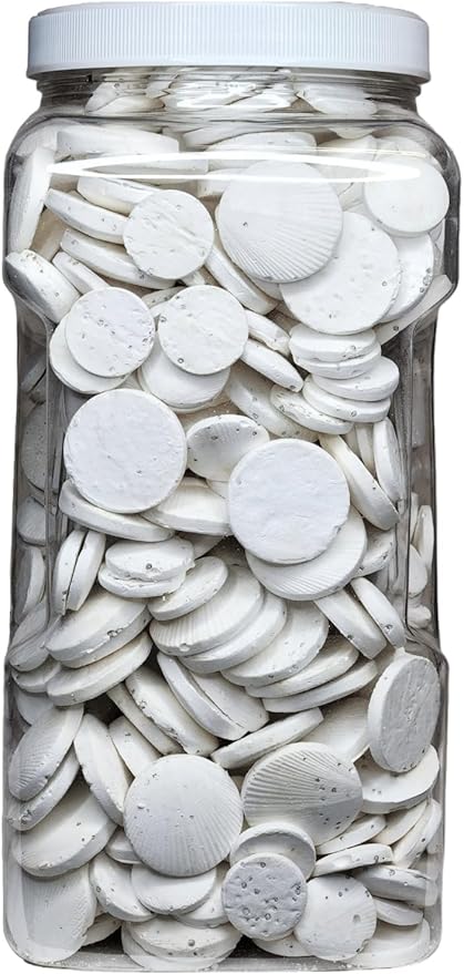 Calcium Feeder Disks for Shrimp, Snails, Crabs, Crayfish, Hermit Crabs and All Tropical Fish, 600 Count Jar of Small-Medium Feeder Disks