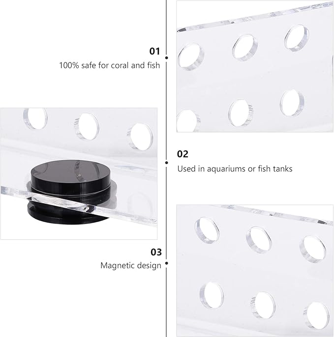 balacoo Magnetic Coral Rack Acrylic 8 Hole Coral Frag Holder Aquarium Fish Tank Coral Stand Support for Aquarium Fish Tank Supply