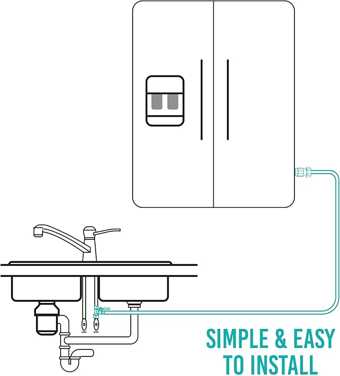 Ice Maker Fridge Quick Installation Kit with 25' Feet Tubing for Drinking Water Appliance Water Line, Solid Brass Stop Tee and Valve, 1/4" Fittings