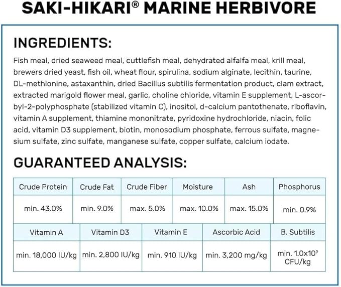 Saki-Hikari 3 Pack of Medium Marine Herbivore Probiotic Enhanced Sinking Pellets, 3.17 Ounces Each